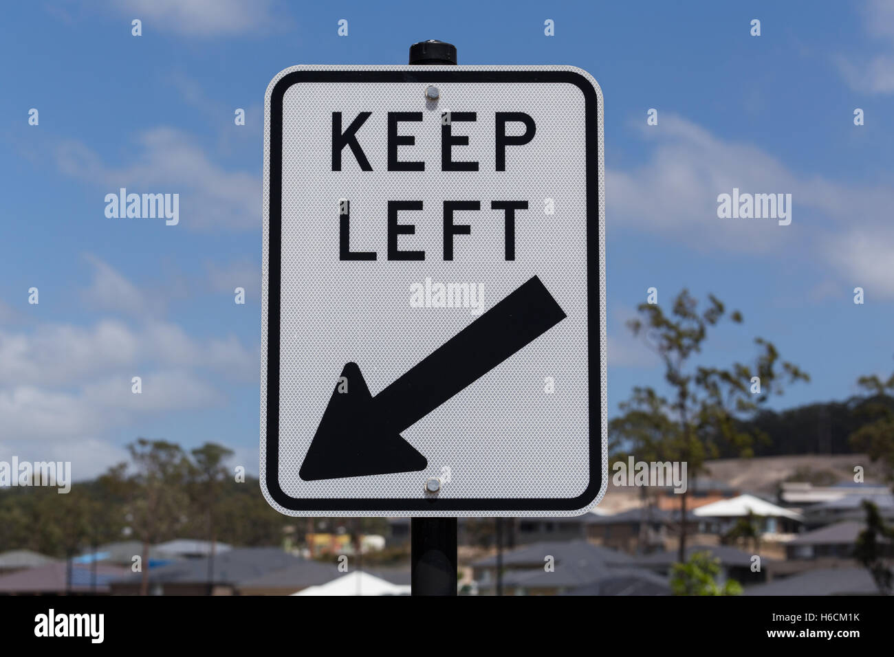 Keep Left Road SIgn, Stock Photo