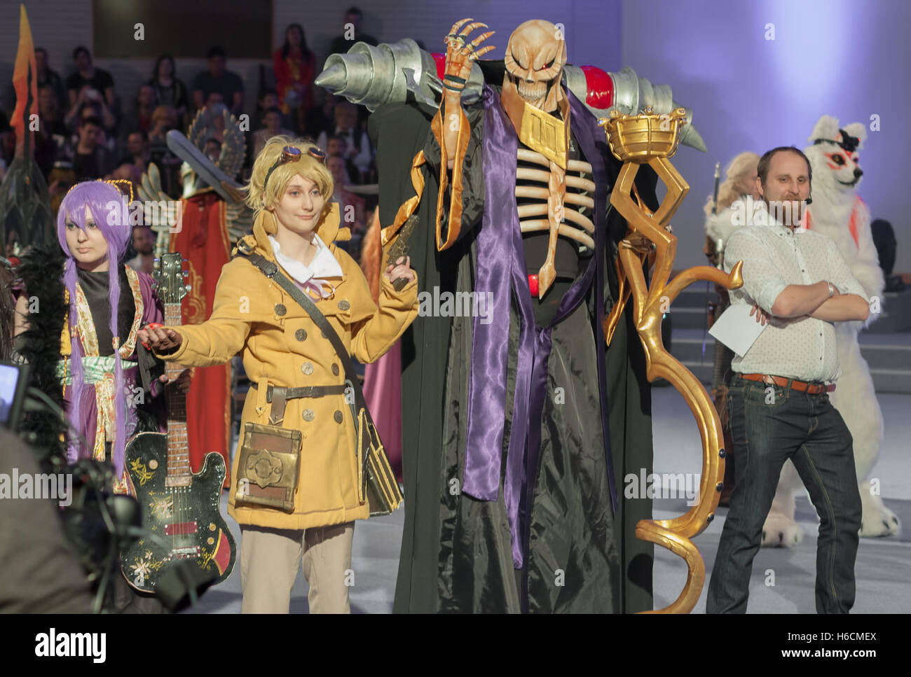 BRNO, CZECH REPUBLIC - APRIL 30, 2016: Cosplayer dressed as character Momonga from Overlord anime series poses Stock Photo