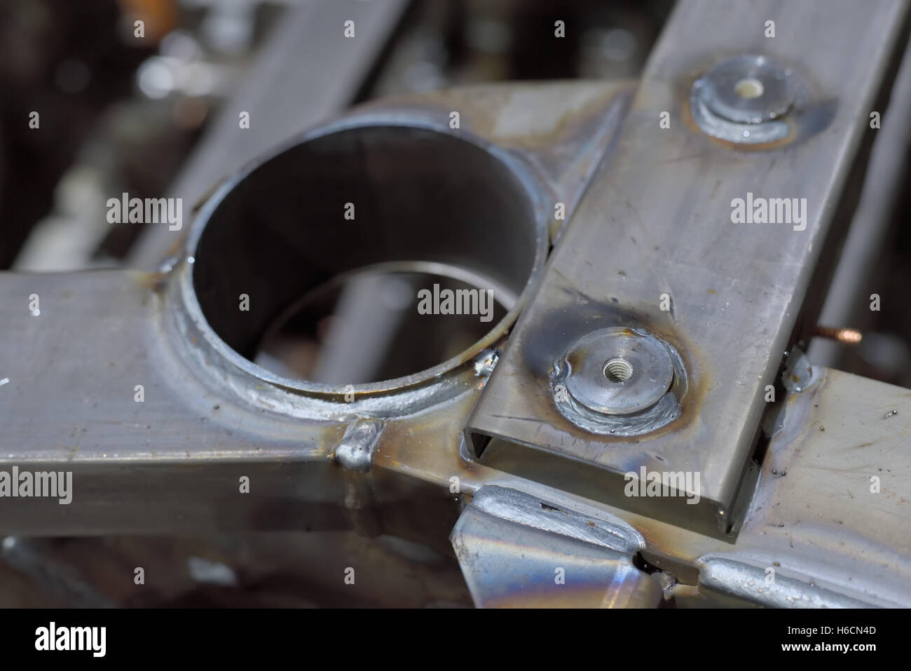 Metal car chassis welding in parts factory Stock Photo Alamy