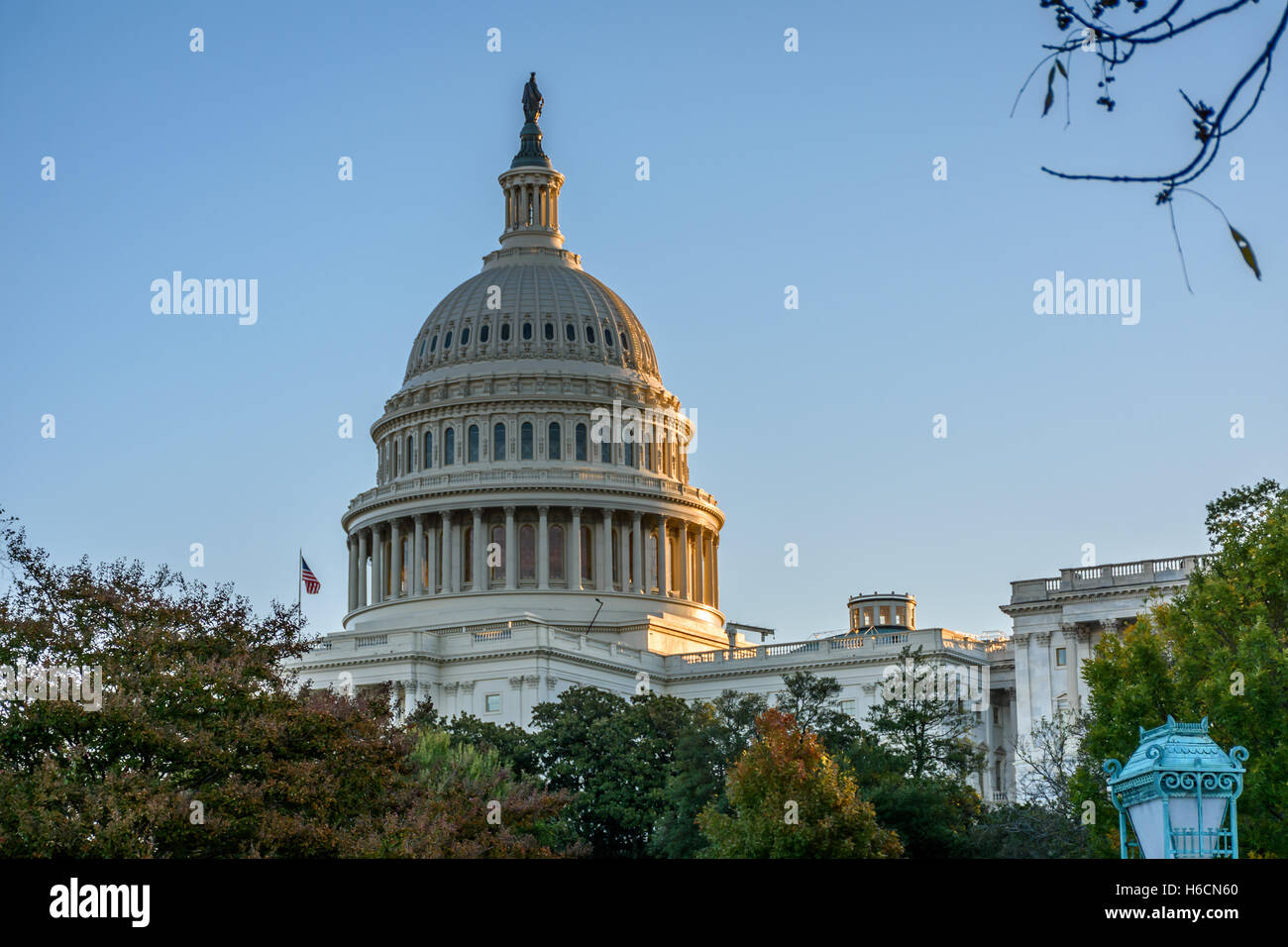 The US Capitol Dome at Dawn from Southwest Stock Photo