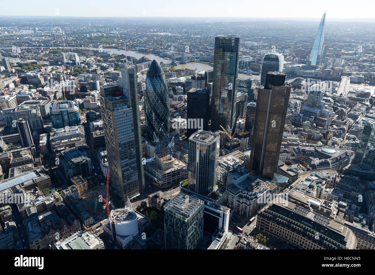 The tall buildings in The City of London, Moorgate. Stock Photo