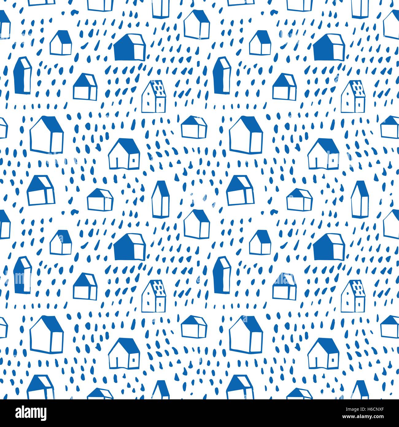 Vector seamless pattern with hand drawn houses Stock Vector Image & Art ...