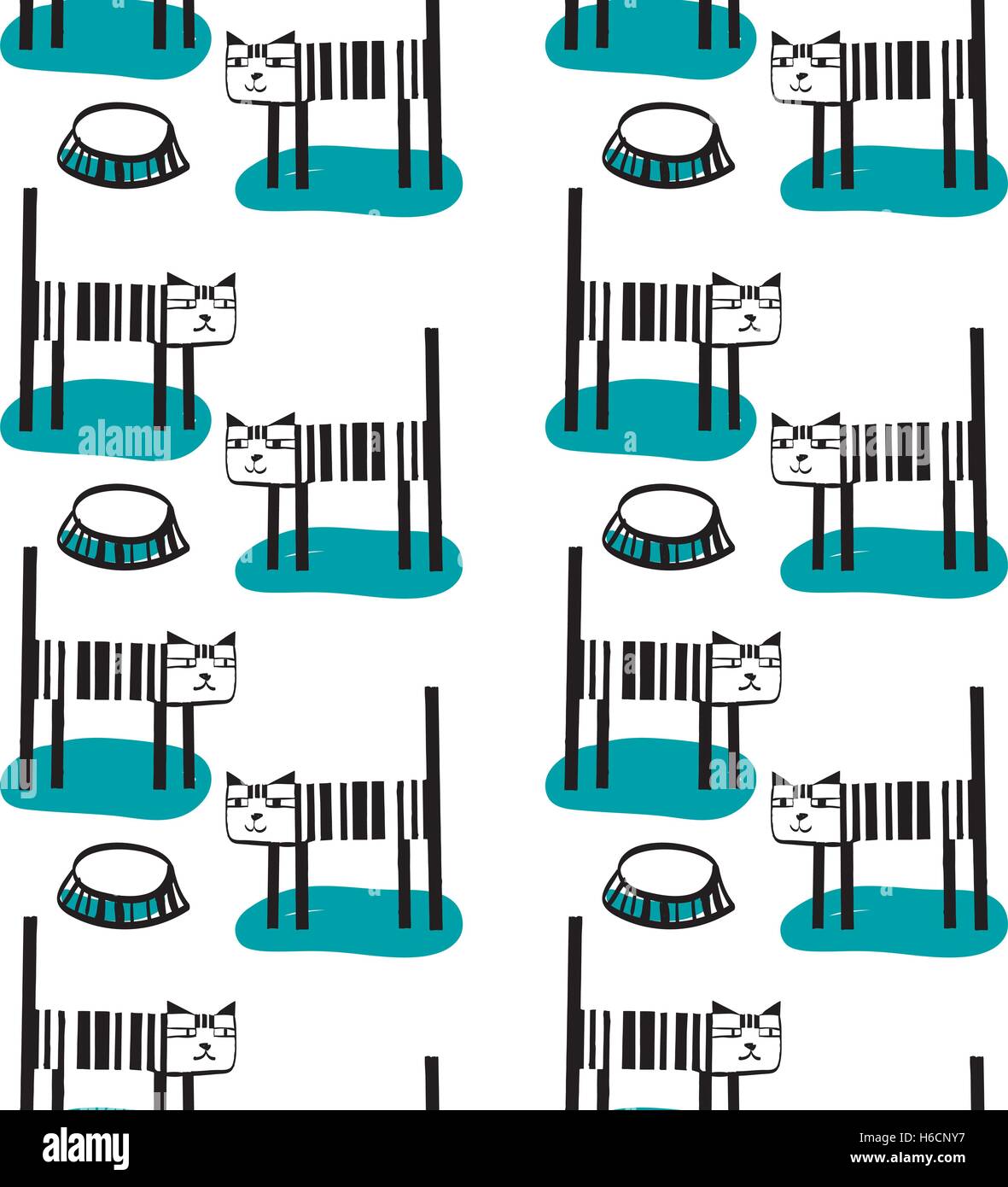 Vector seamless pattern with cats, hand drawn Stock Vector Image & Art ...