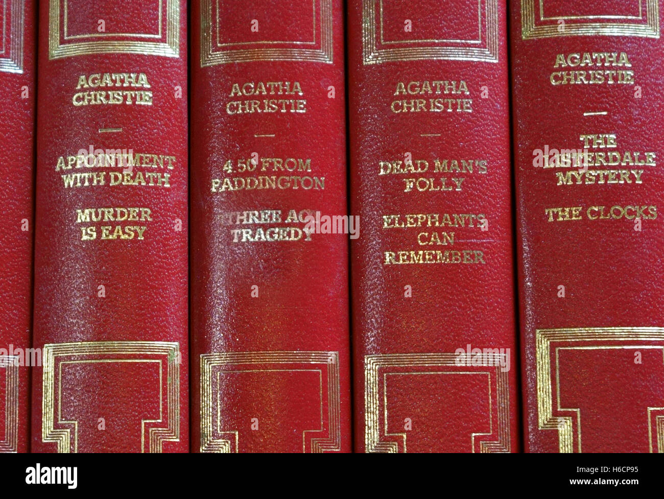 Set of Agatha Christie crime stories on secondhand bookstall, London Stock Photo