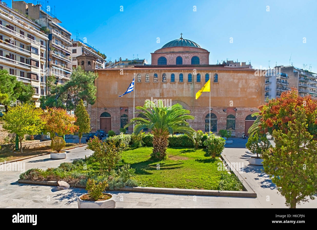 The Hagia Sophia in Thessaloniki, Greece, is one of the oldest churches in that city still standing today. Stock Photo