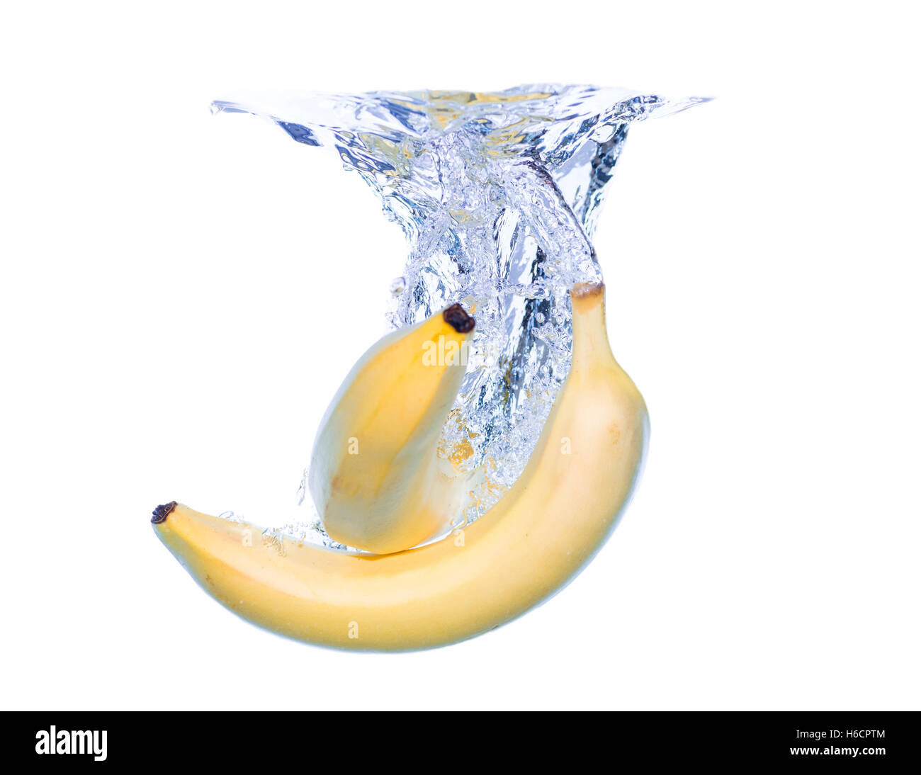 Bananas In Water On An Isolated Backdrop Stock Photo