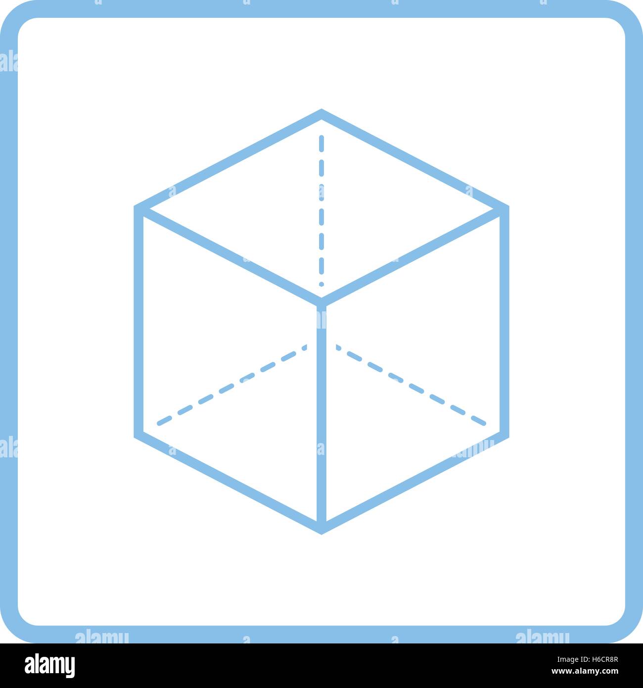Cube with projection icon. Blue frame design. Vector illustration Stock ...