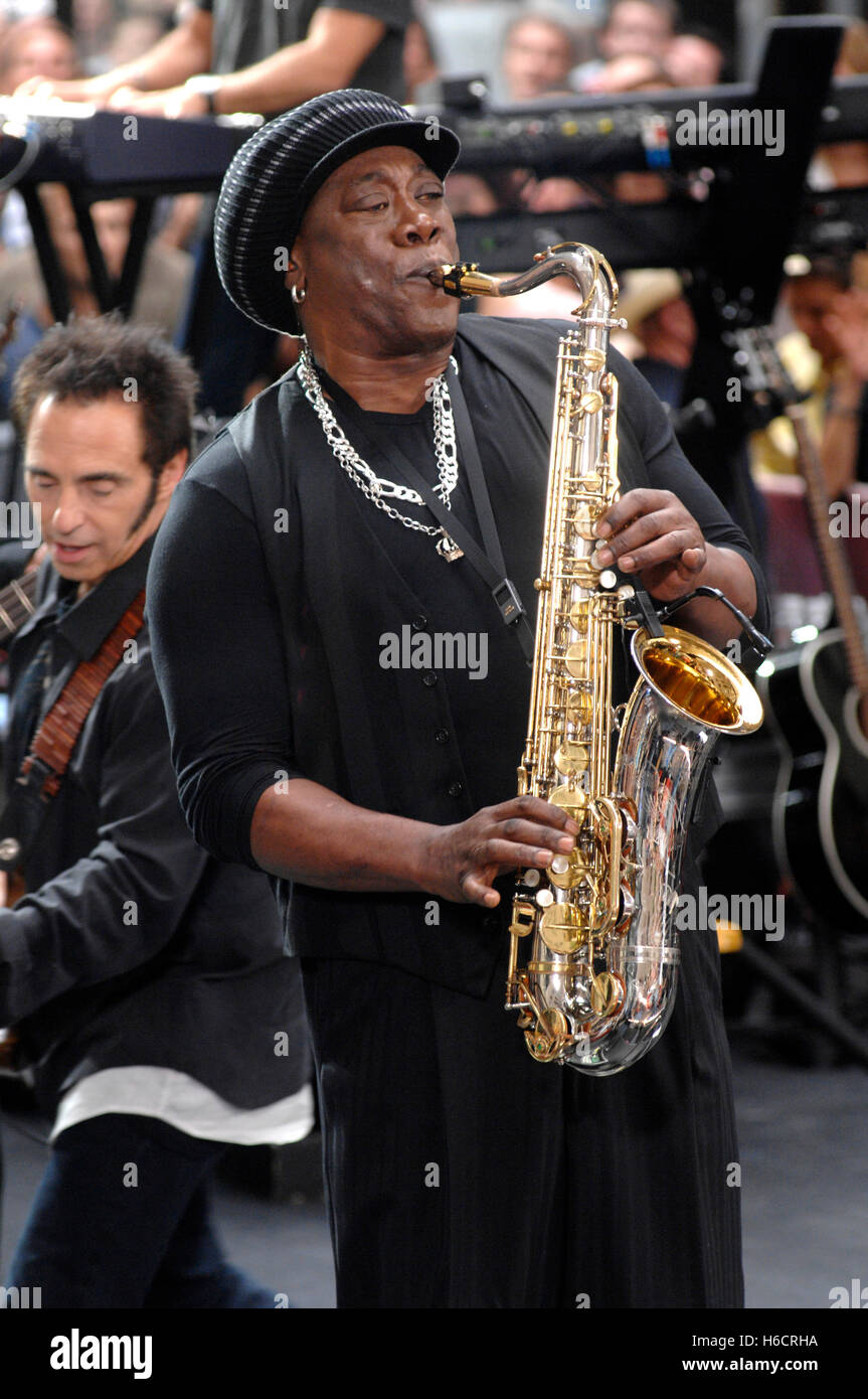 Bruce Springsteen and the E Street Band (Clarence Clemons pictured) performing on the NBC Today show live from Rockefeller Plaza in New York City on September 28, 2007. © David Atlas / MediaPunch Stock Photo