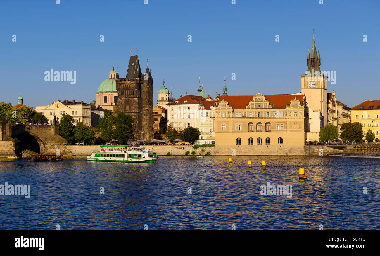 St. Francis Church, Old Town Bridge Tower and Bedrich Smetana Museum, Prague, Czech Republic Stock Photo