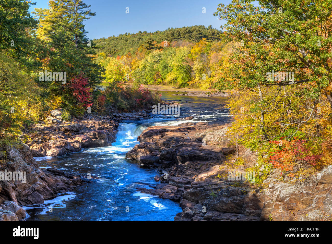Rockwell Falls on the Hudson RIver in the town of Lake Luzerne in the Adirondack Mountains of New York Stock Photo