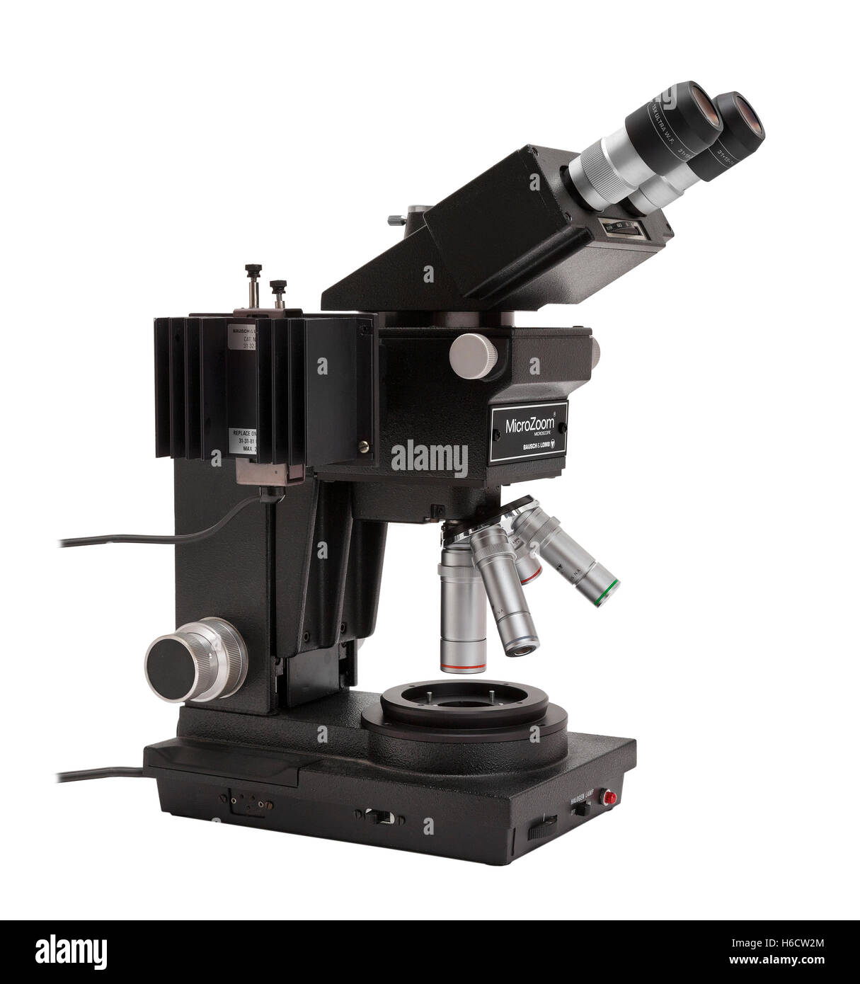 Bausch & Lomb Microzoom compound microscope, used extensively in the semi conductor industry for silicon wafer inspection. Stock Photo