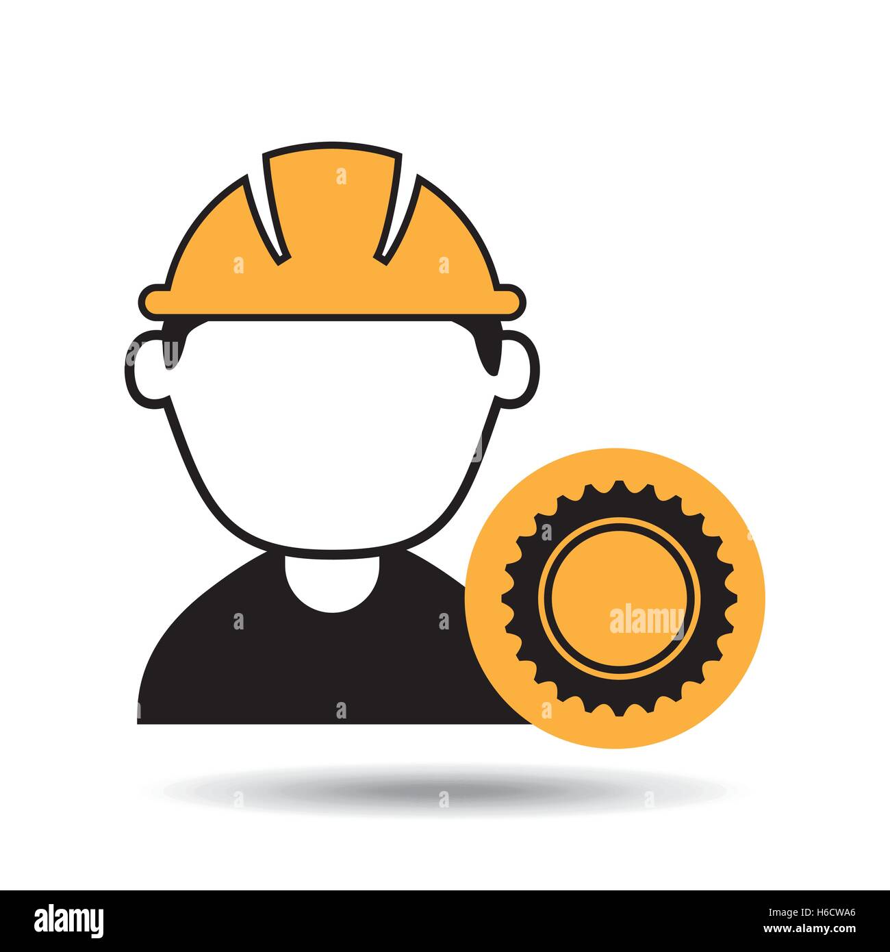 avatar man construction worker with gear engine icon vector ...