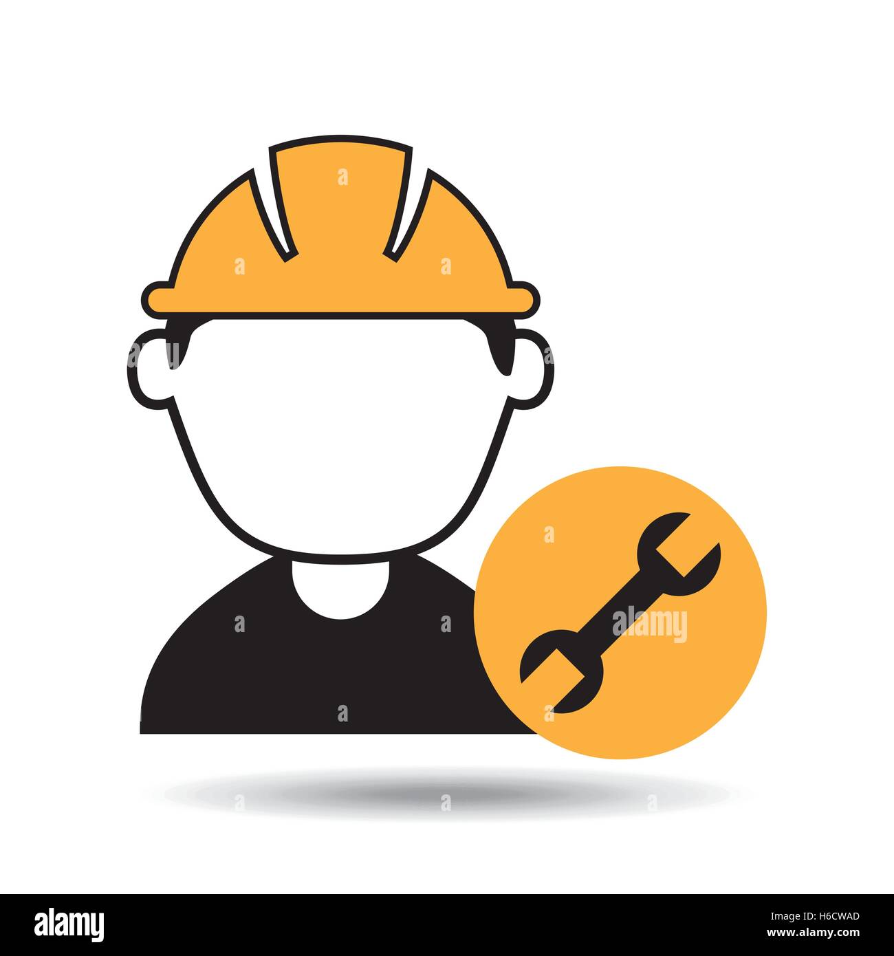 Avatar Man Construction Worker With Wrench Tool Icon Vector