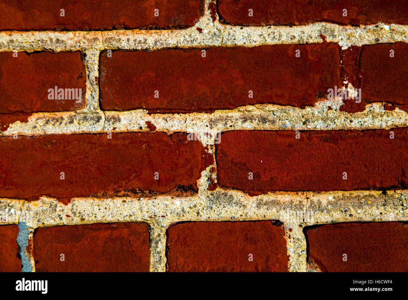 Red brick with white grout wall detail Stock Photo Alamy