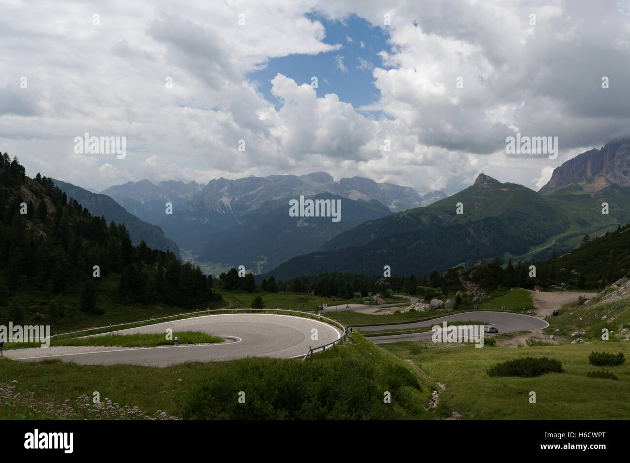 Picturesque Alps Dolomites landscape with mountain road, Italy Stock ...