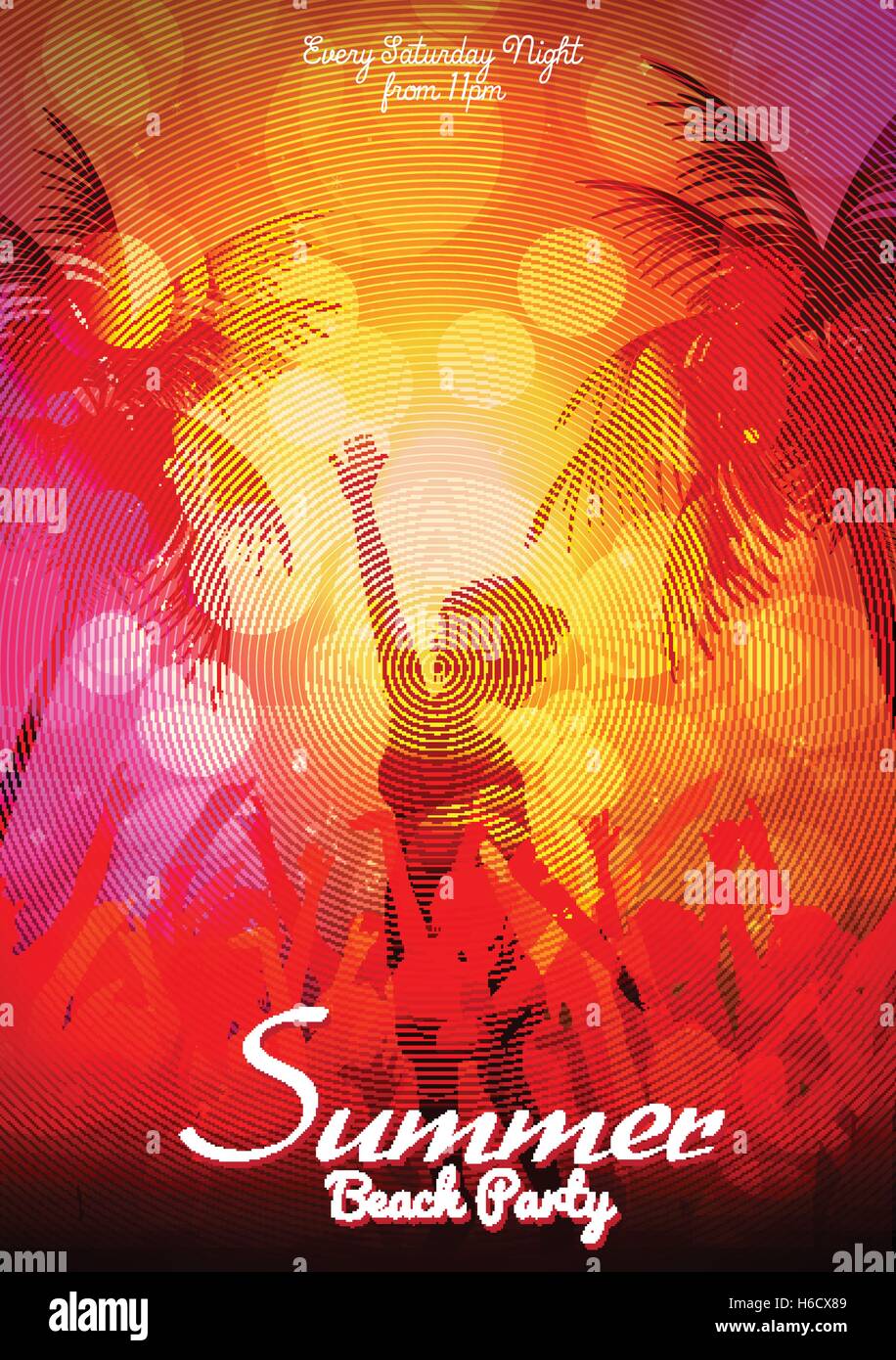 Summer Beach Party Flyer Template Vector Illustration Stock Vector Image Art Alamy