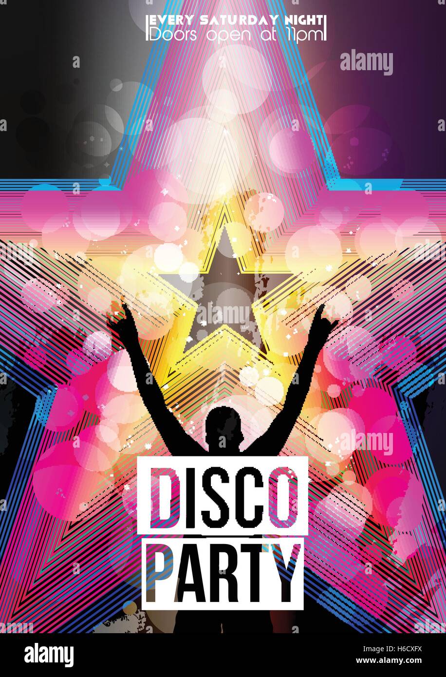 Retro Disco Party Flyer Template - Vector Illustration Stock Vector Image &  Art - Alamy