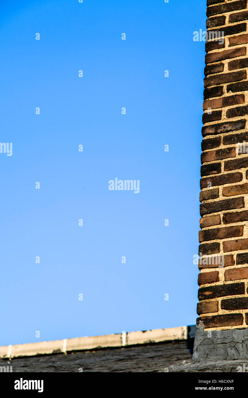 Brownstone chimney architectural detail Stock Photo Alamy