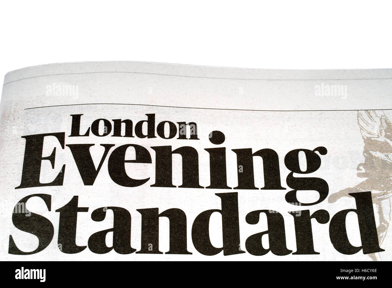 LONDON, UK - OCTOBER 21ST 2016: A close-up of the title of the London Evening Standard free daily newspaper. Stock Photo