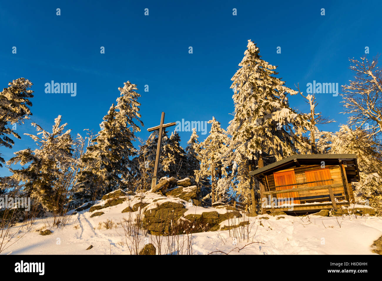 Winter im Bayerischen Wald, Winter in the Bavarian Forest Stock Photo