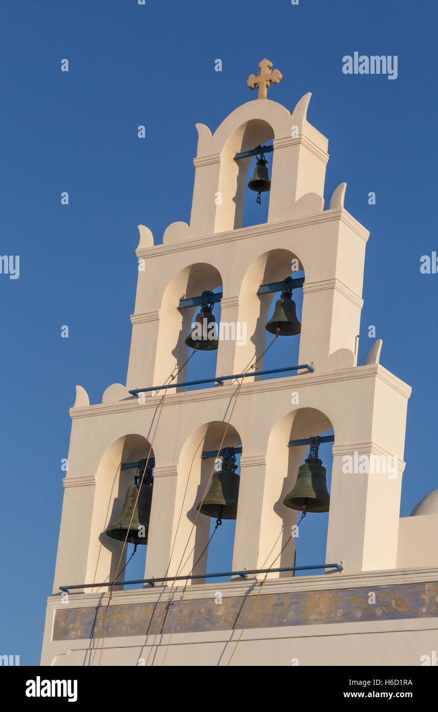 belfry of church in Oia on Santorini Stock Photo