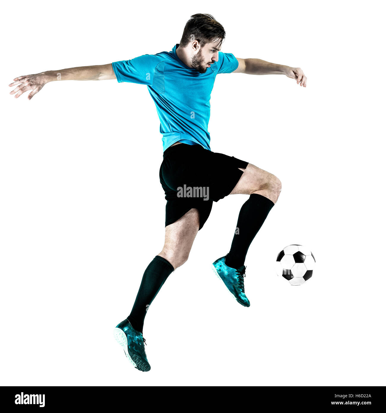 one caucasian Soccer player Man isolated on white backgound Stock Photo ...