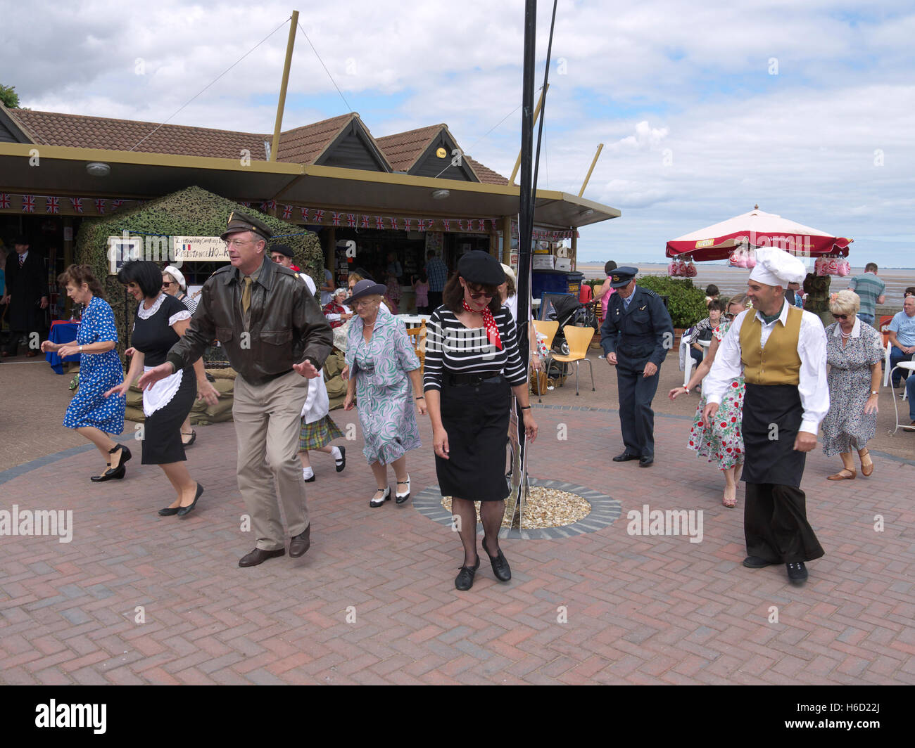 1940's reenactors doing the Charleston stroll during Cleethorpes 1940's weekend Stock Photo
