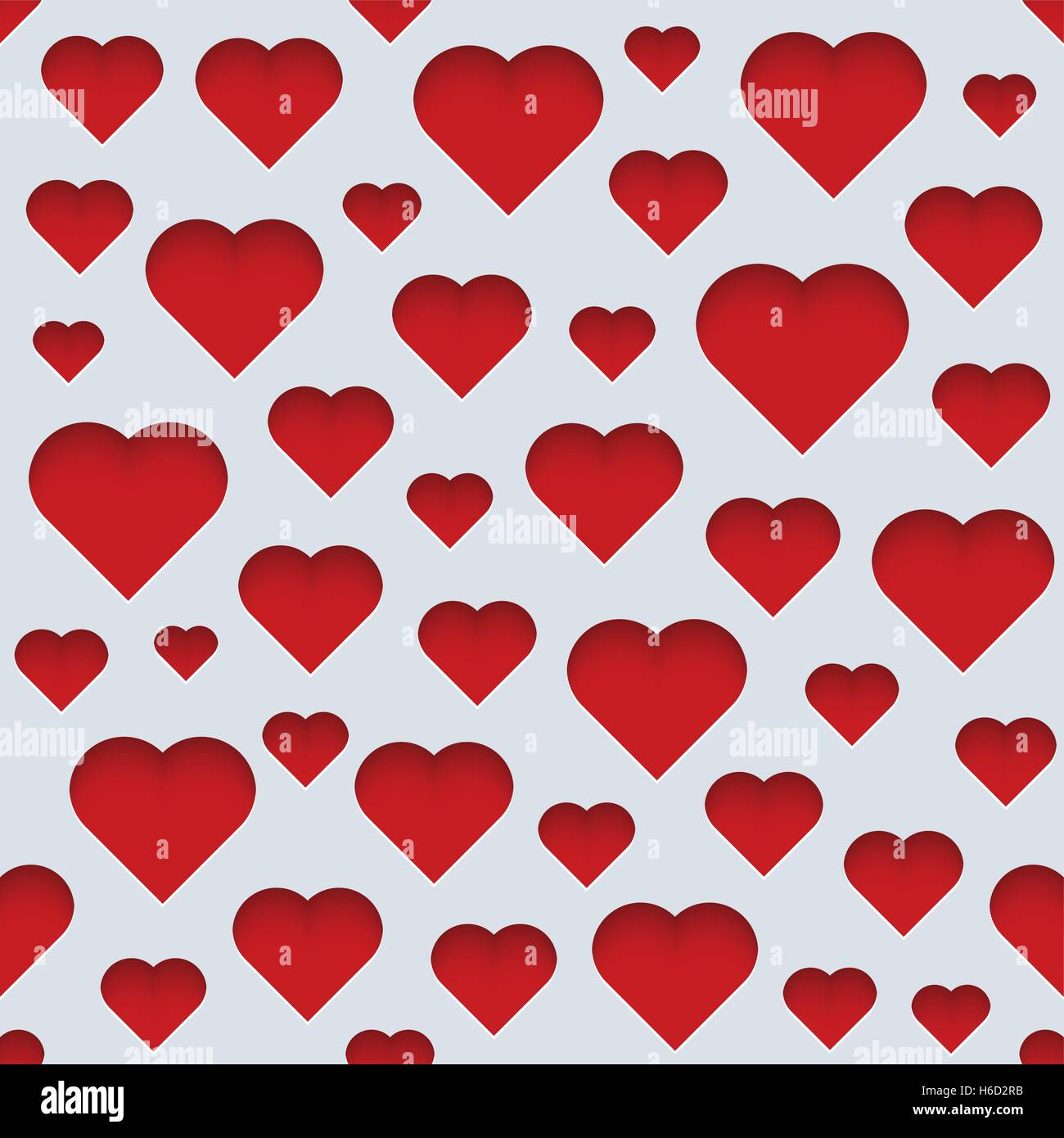 Red hearts seamless pattern with 3D effect. Tileable vector background ...