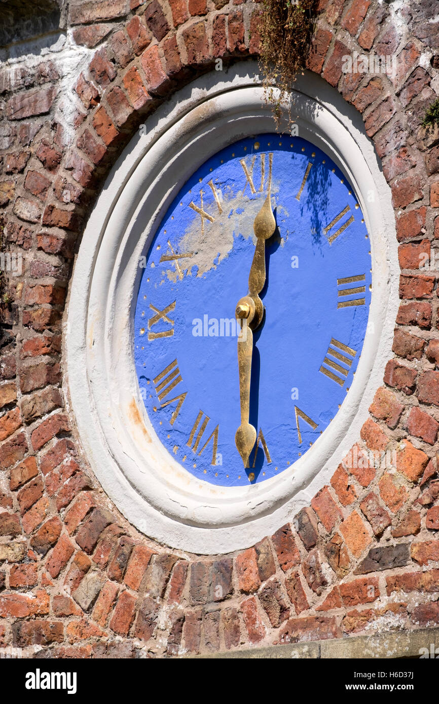 Country House outdoor clock blue face Stock Photo Alamy