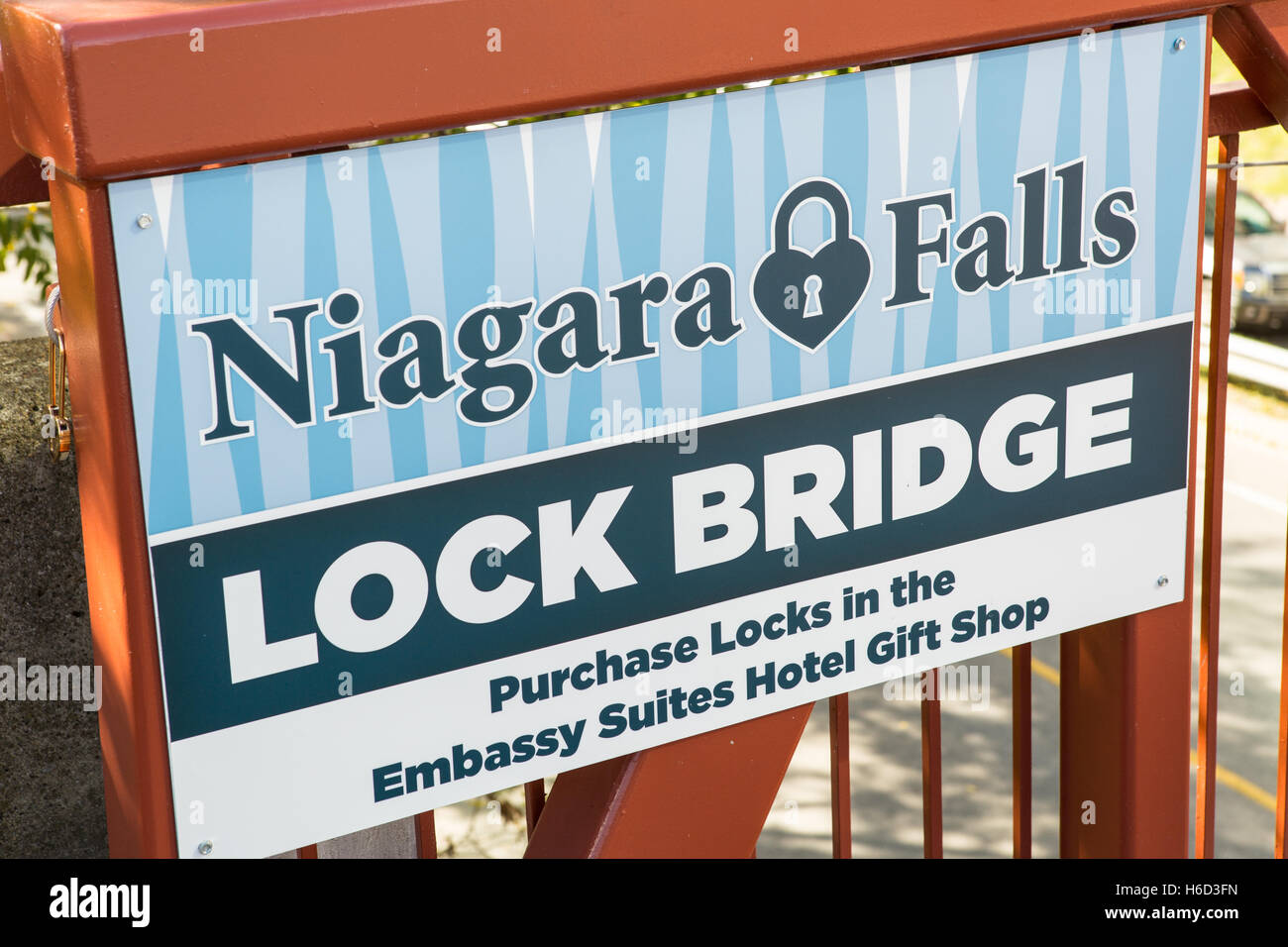 A sign on the Lock Bridge for "Love Locks" in Niagara Falls, Ontario, Canada Stock Photo Alamy