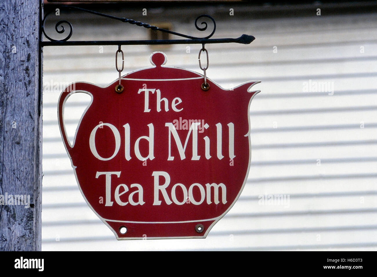 Close up of Old Mill tea room sign. West Malling. Kent. England. UK Stock Photo