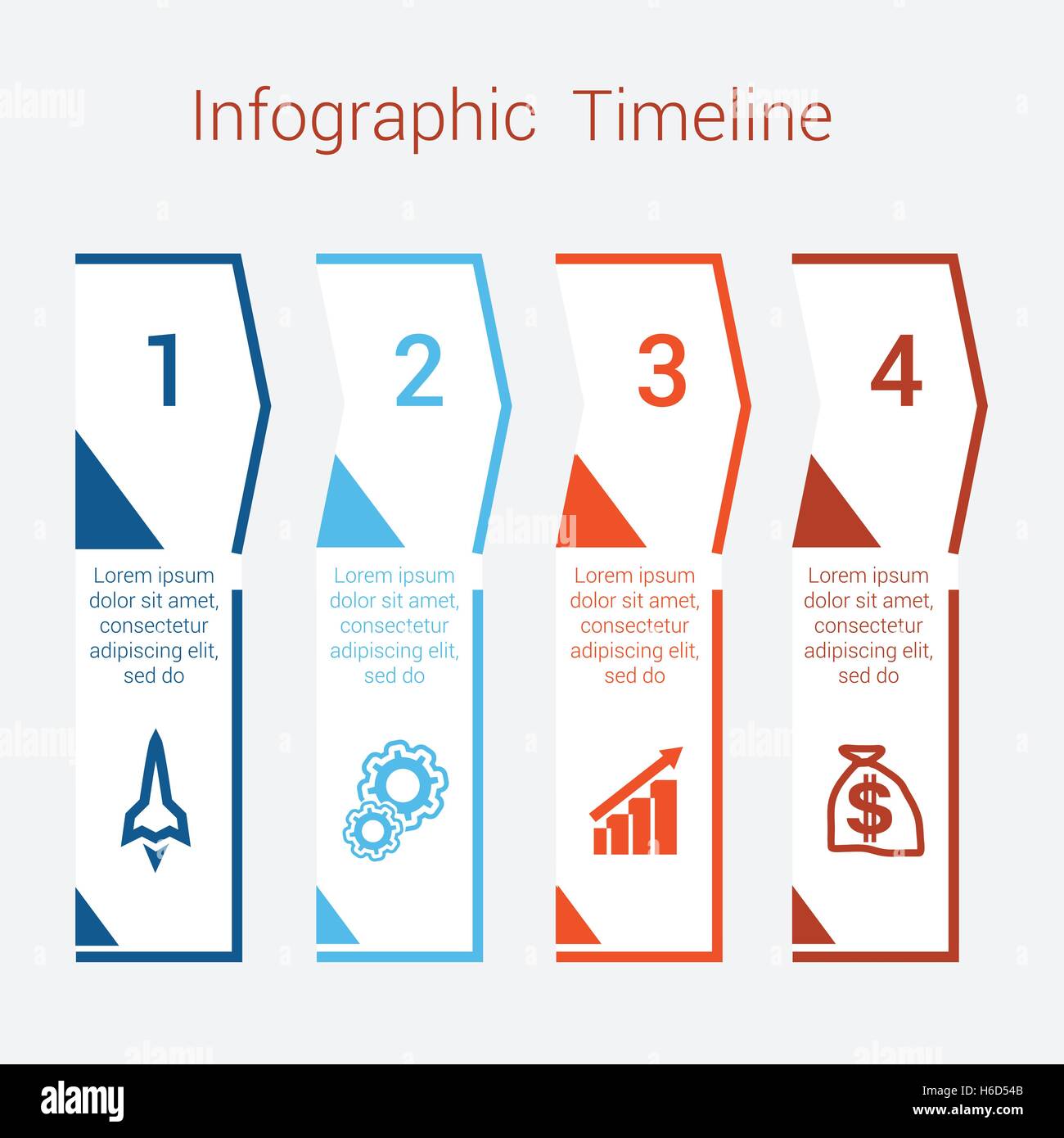 Timeline Infographic colored arrows from lines. Area chart Business ...