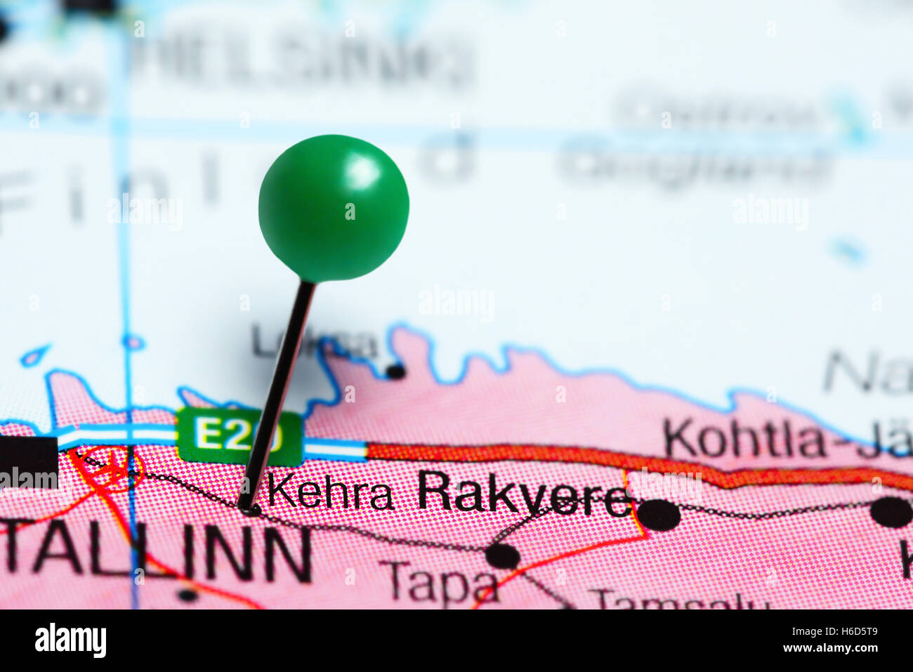 Kehra pinned on a map of Estonia Stock Photo