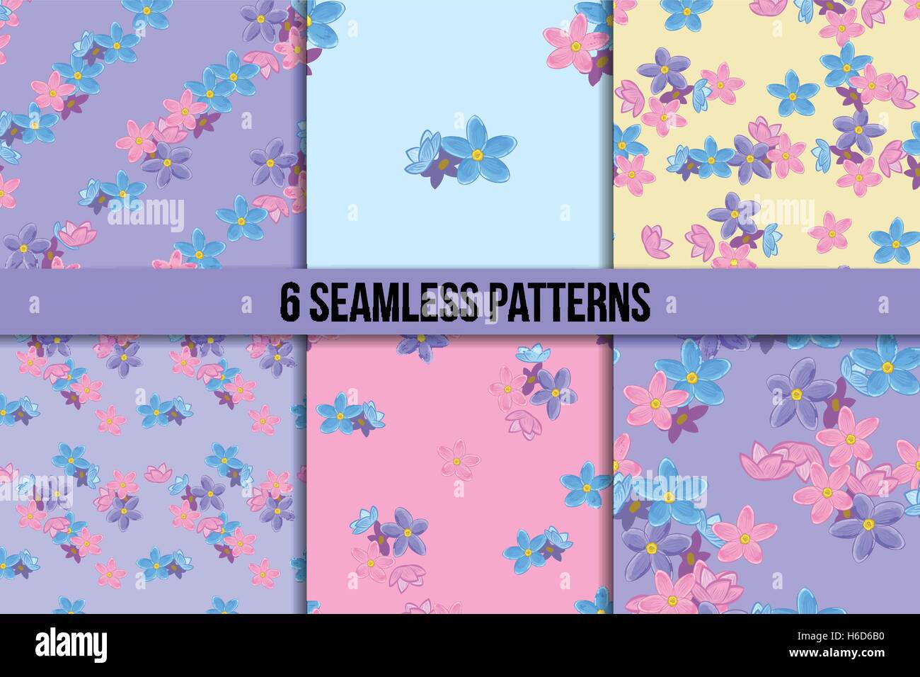 Seamless forget-me-not pattern set Stock Vector Image & Art - Alamy