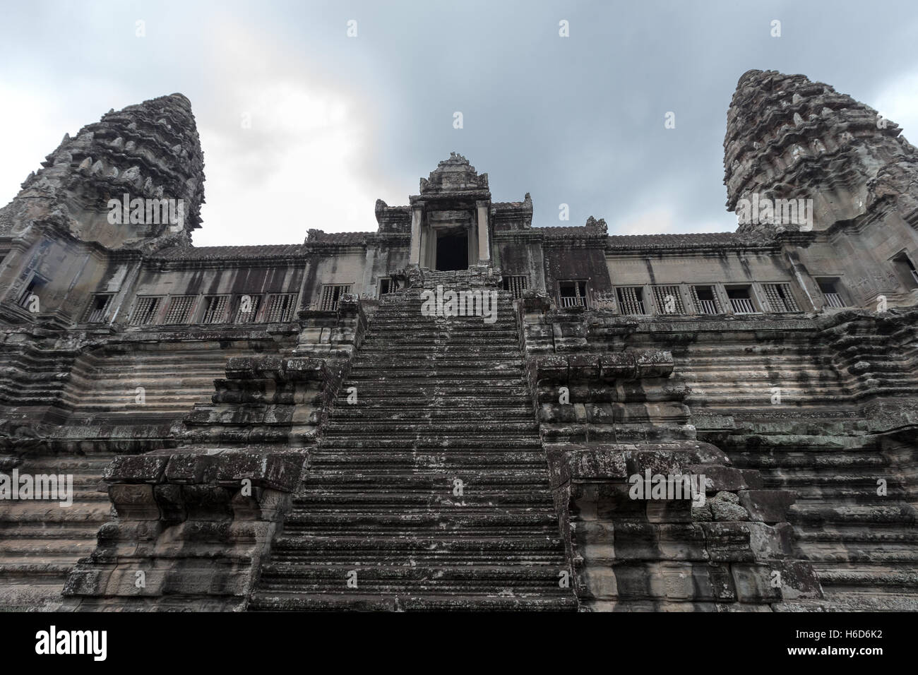 Steep Steps up to temple, Khmer architecture, Angkor Wat, Cambodia Stock Photo