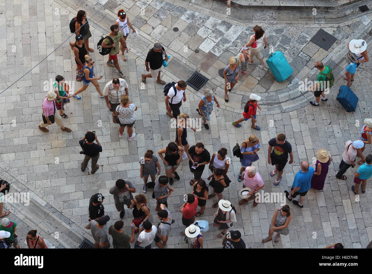 Tourists walk around  Large Onofrio's Fountain Stock Photo