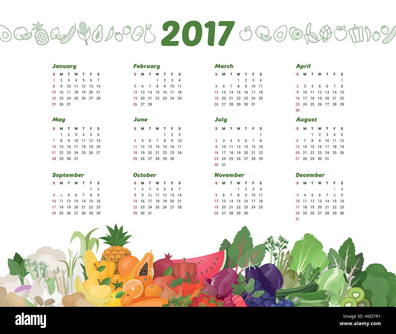 calendar 2017 Stock Vector