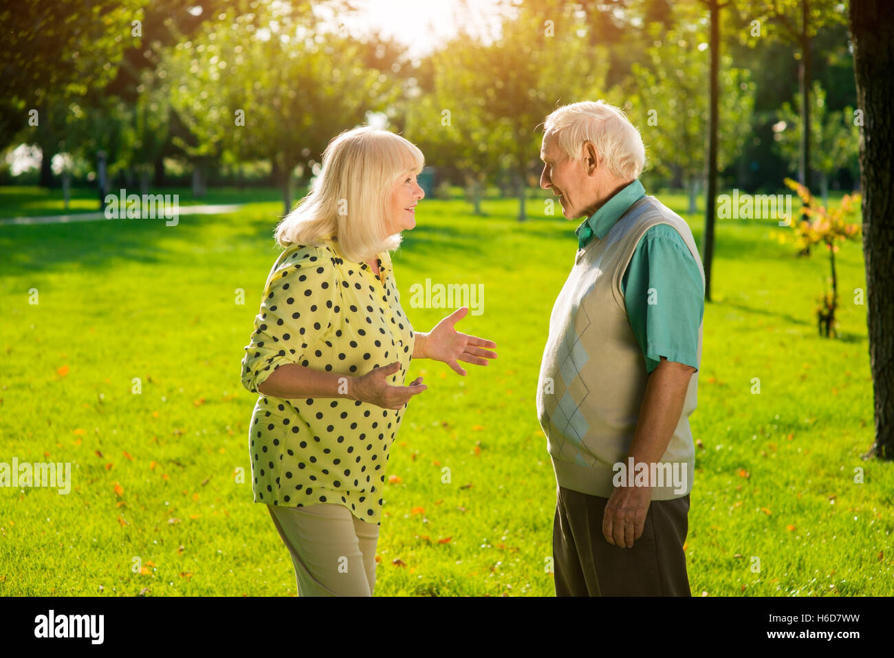 Elderly couple outdoors. Stock Photo