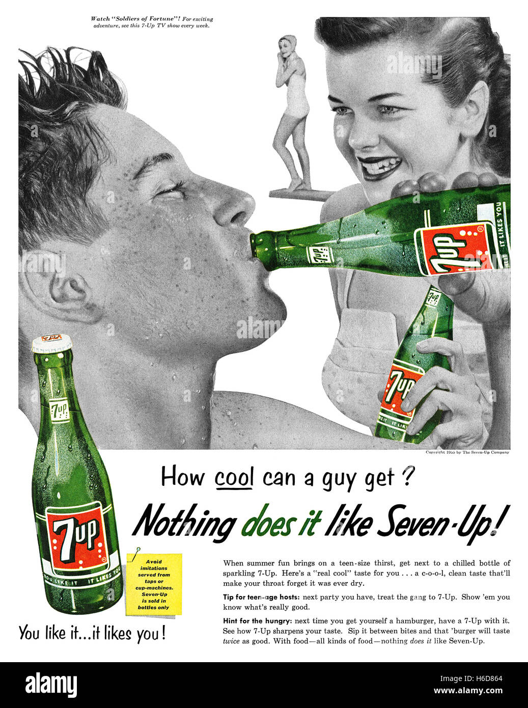 1955 US advertisement for 7up soda Stock Photo