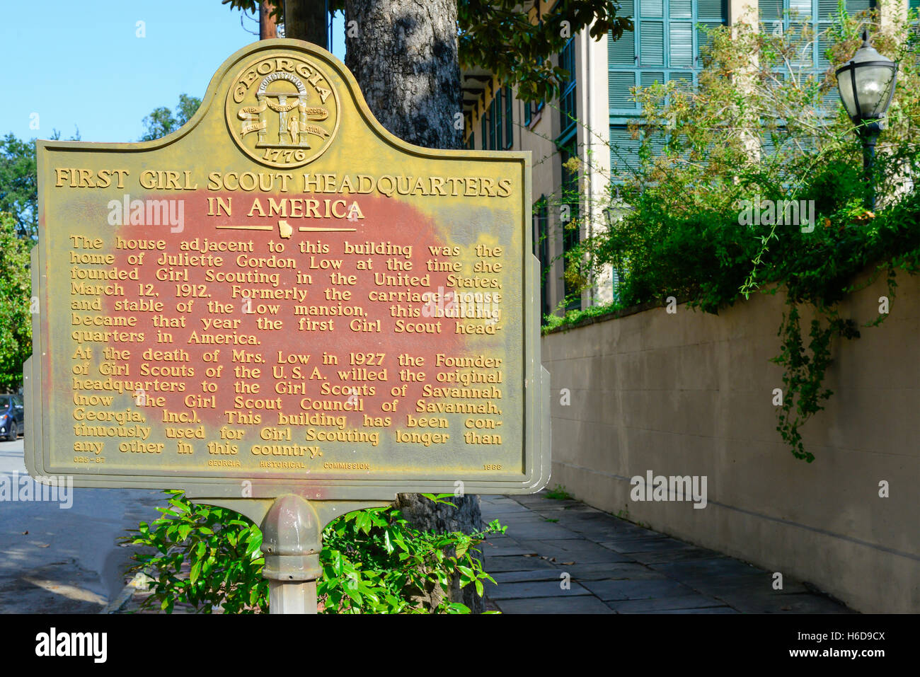 A bronze plaque marks First Girl Scout Headquarters in America 1912 ...