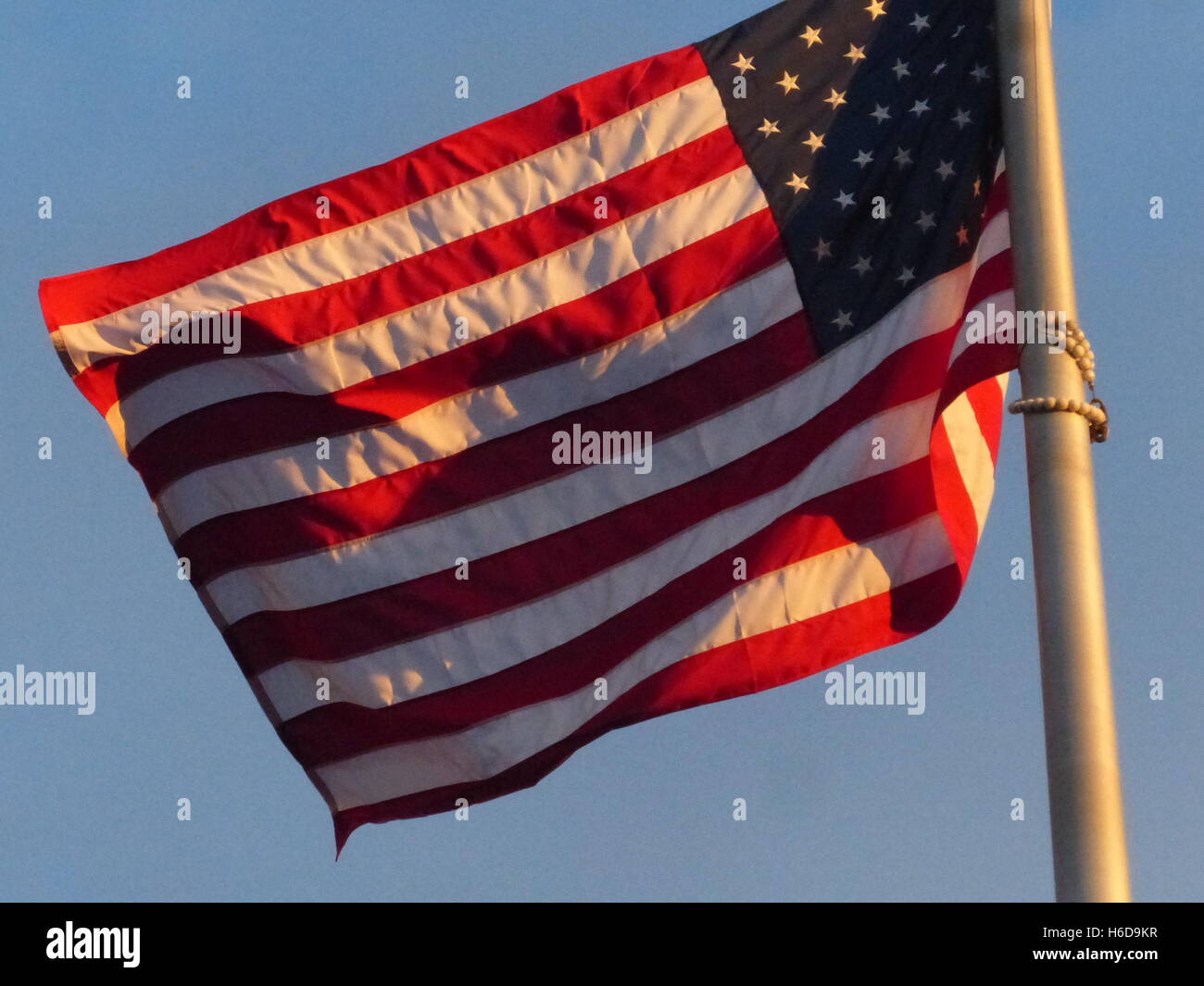 US flag on steel mast Stock Photo