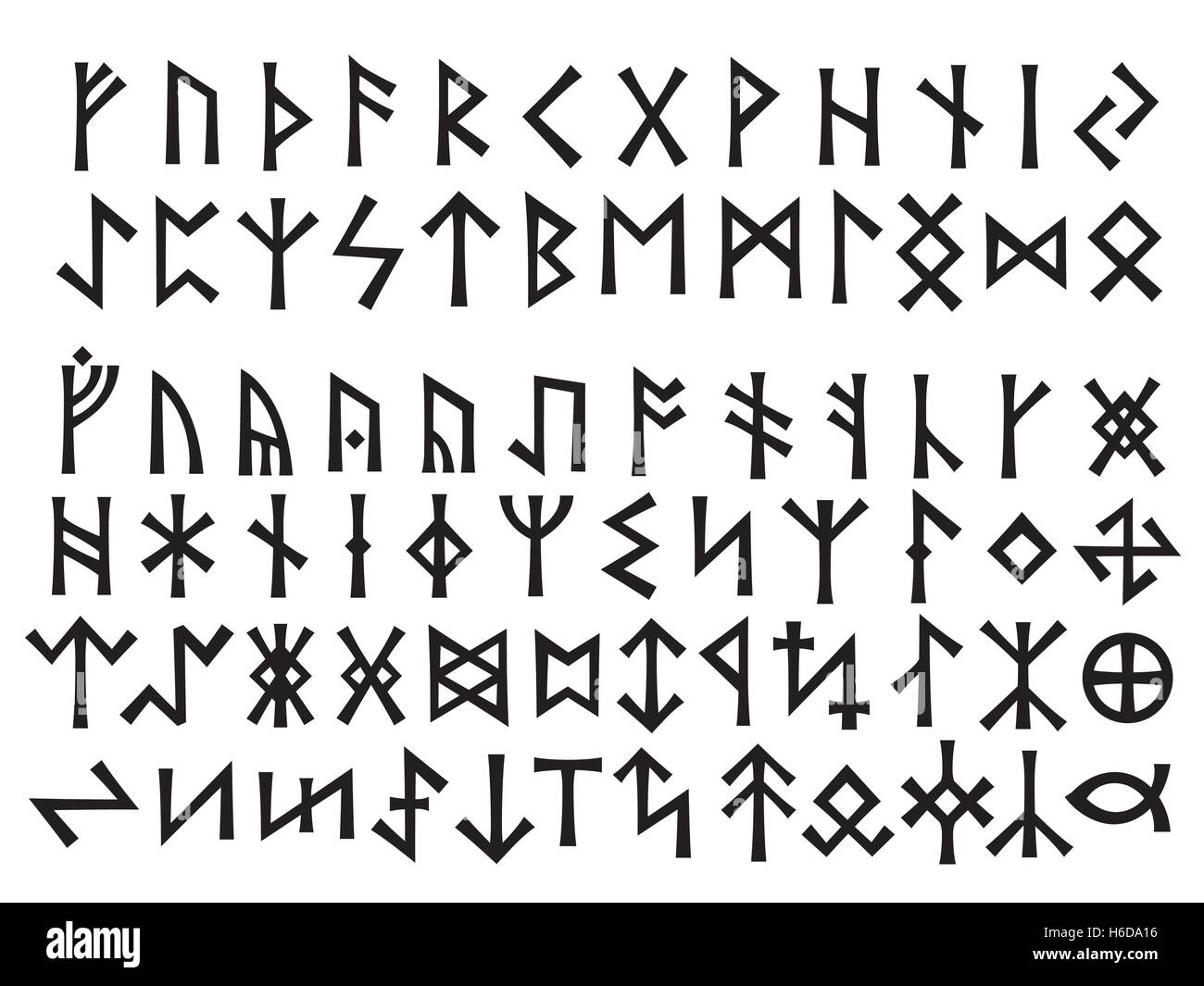 Elder Futhark and Other Runes. Runic script used all over Northern Europe till the XIII century. Stock Vector
