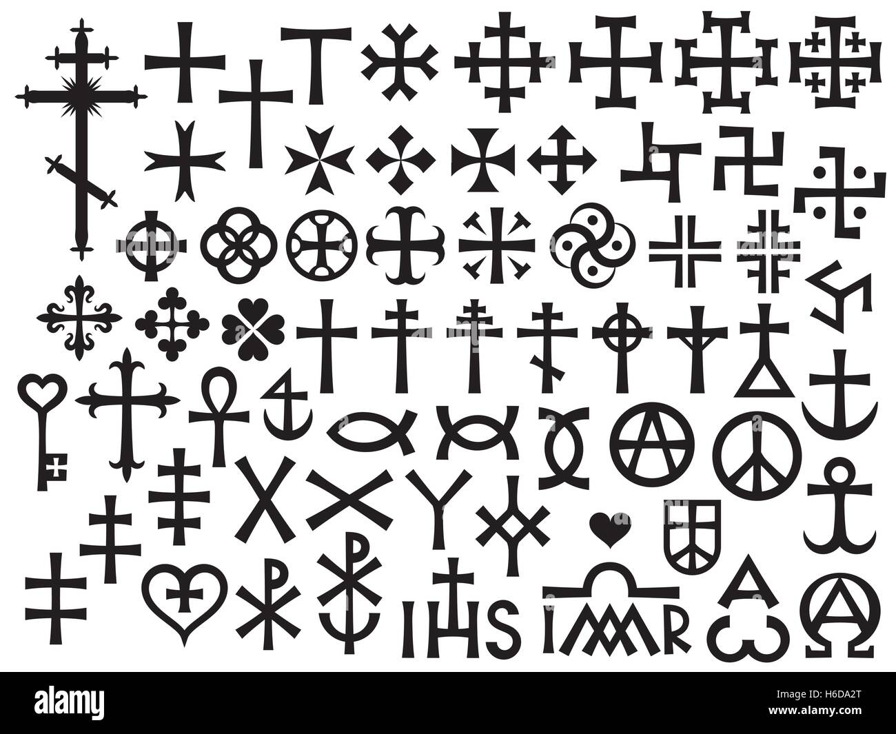 Heraldic Crosses and Christian Monograms (with Additions and more) Stock Vector