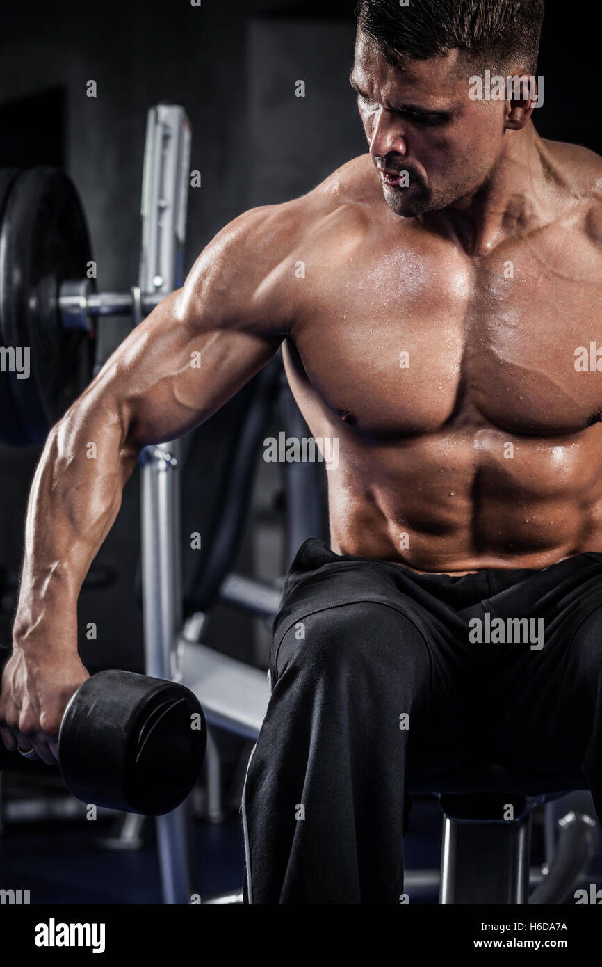 Fitness with dumbbells Stock Photo