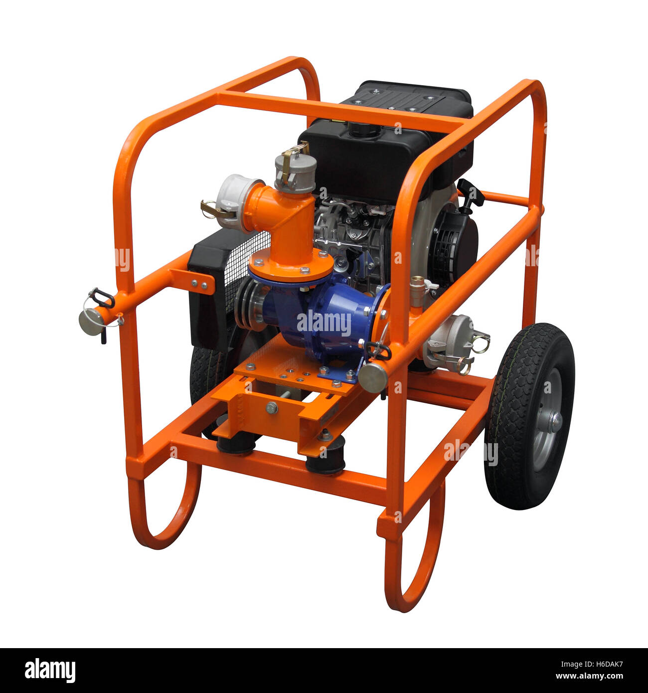 The orange mobile petrol unit isolated on a white background Stock Photo