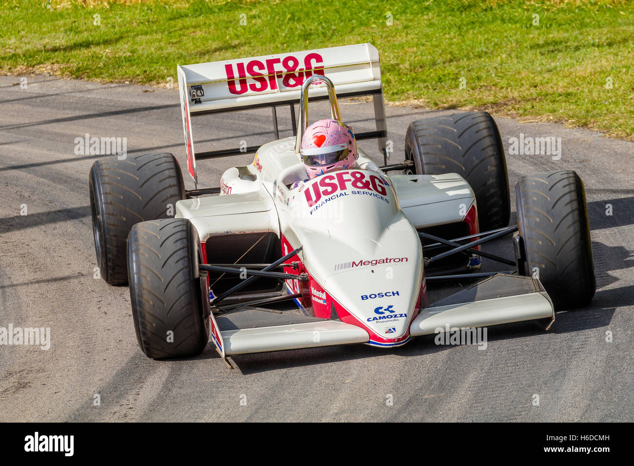 1988 Arrows-Megatron A10B with driver Lorina McLaughlin at the 2016 Goodwood Festival of Speed, Sussex, UK Stock Photo