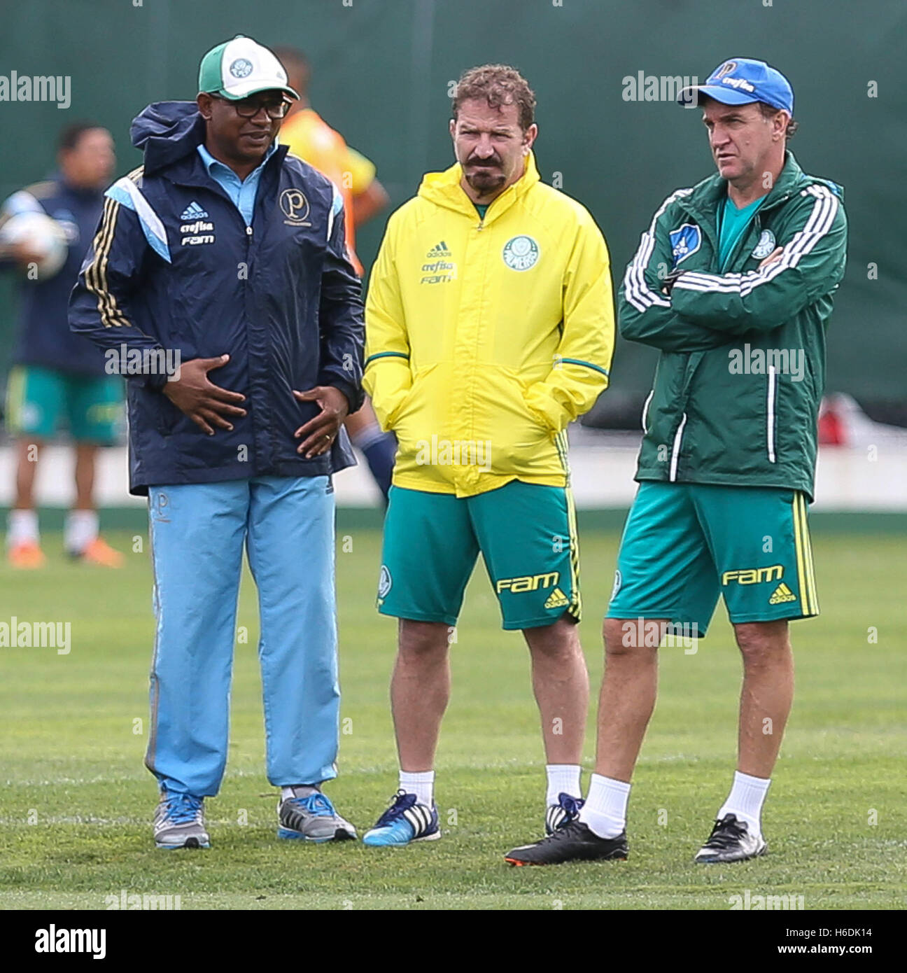 SÃO PAULO, SP - 27.10.2016: TREINO DO PALMEIRAS - The former player Cesar Sampaio, assistant coach Cuca Cuquinha and technical (E/D), the SE Palmeiras, during training, the Football Academy. (Photo: Cesar Greco/Fotoarena) Stock Photo