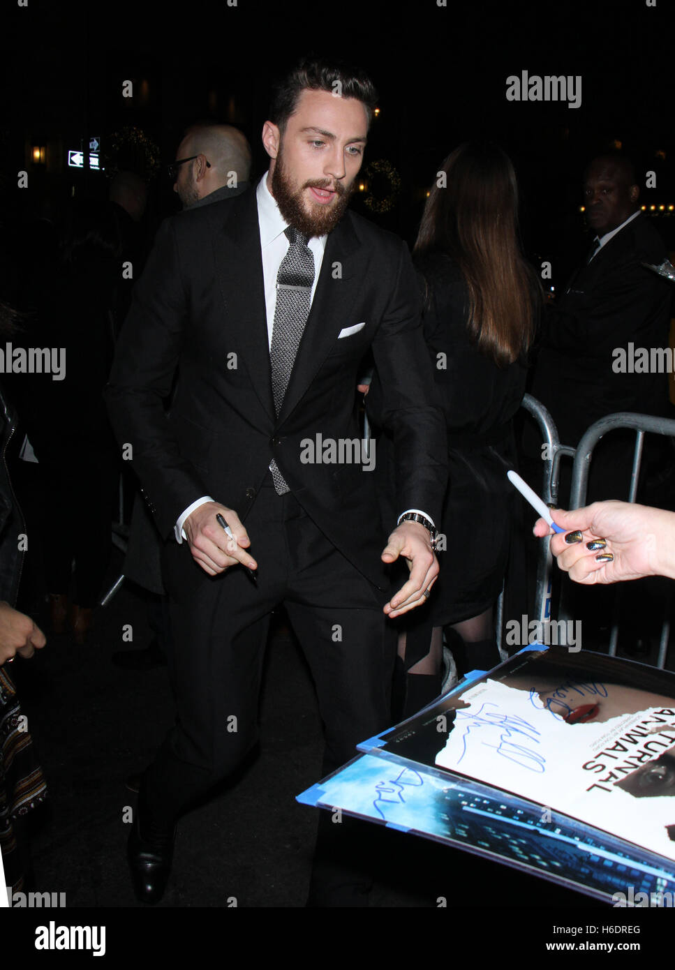 New York, USA. 17th November, 2016. NEW YORK, NY November 17:Aaron Taylor-Johnson at the Focus Features A Comcast Company presents New York premiere of Nocturnal Animals at the Paris Theatre in New York City.November 17, 2016. Credit:RW/MediaPunch Credit:  MediaPunch Inc/Alamy Live News Stock Photo