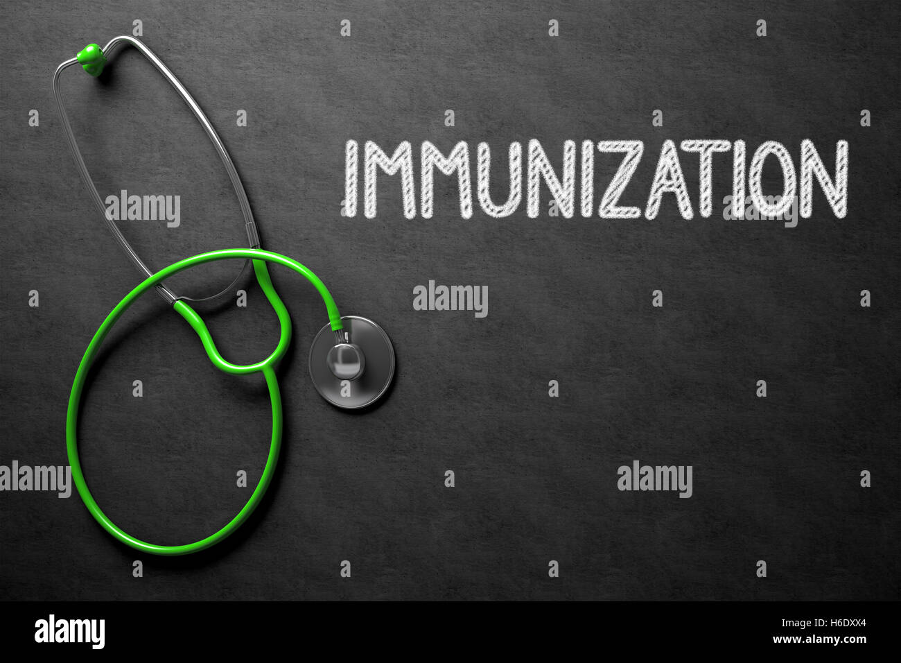 Chalkboard with Immunization Concept. 3D Illustration. Stock Photo