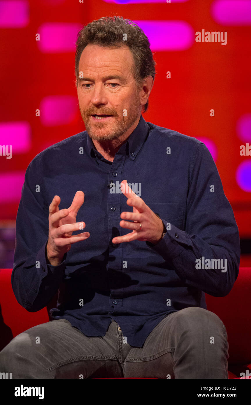 Bryan Cranston during filming of the Graham Norton Show at The London Studios, south London, to be aired on BBC One on Friday evening. Stock Photo